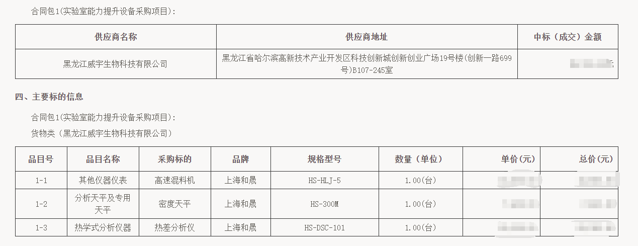 和晟差示扫描量热仪中标黑龙江省建筑材料工业规划设计研究院